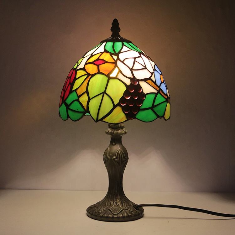 Lo<i></i>nghuijing LHJ-DD102006 8inch Tiffany Style Stained Glass Table Lamp - Antique Floral Desk Reading